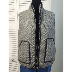 Herringbone Quilted Vest S/M Tweed Feel